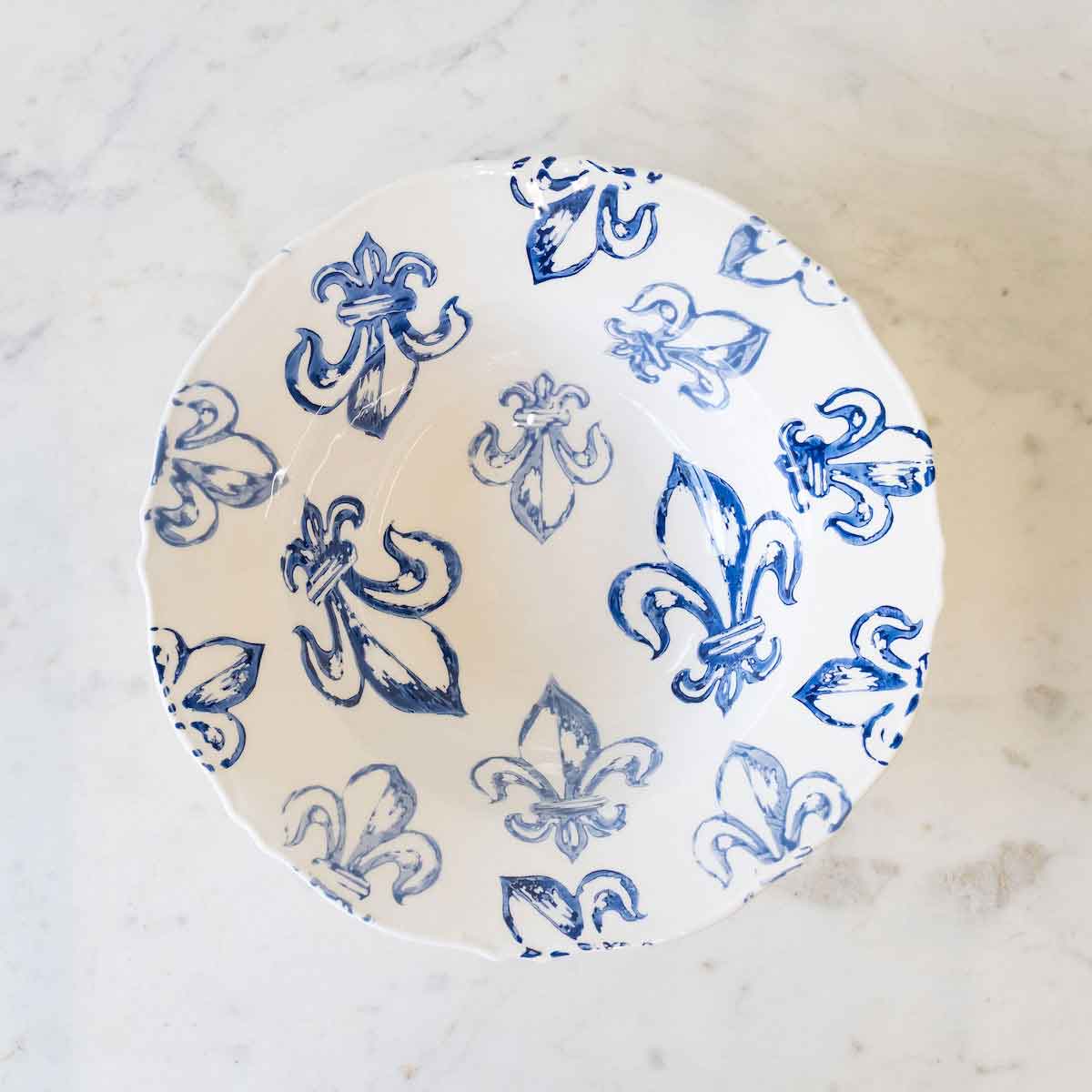 Watercolor Fleur de Lis Serving Bowl - Thumbnail 3