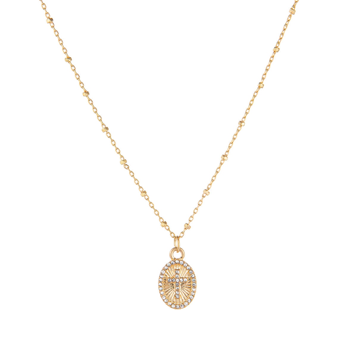 Cross Medallion Necklace Gold 16