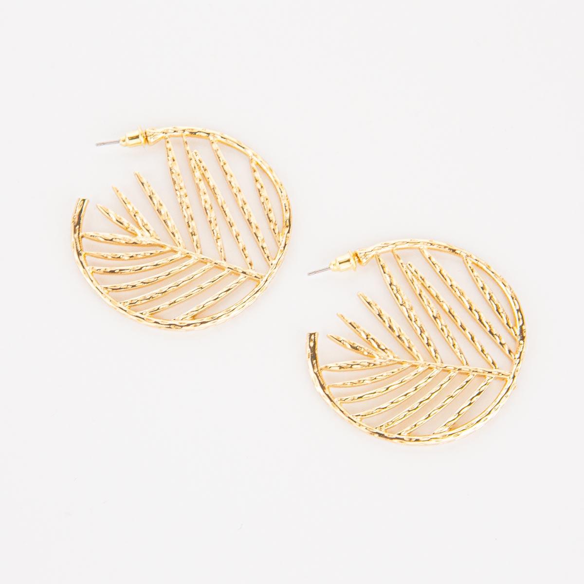 Majesty Palm Hoop Earrings Gold The Royal Standard