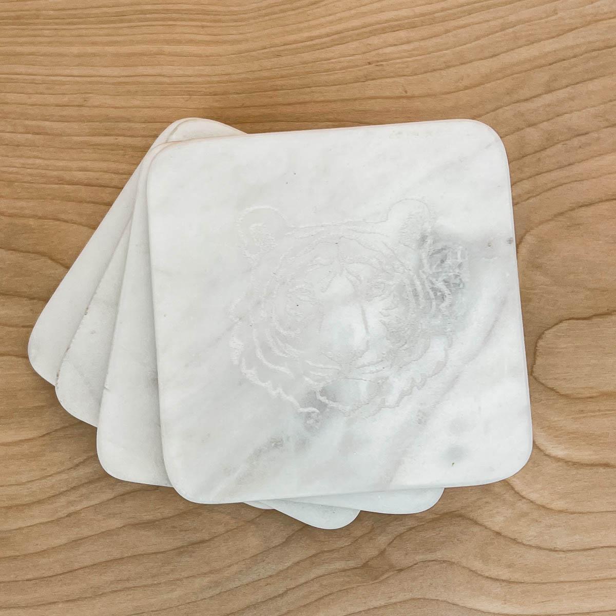 The Royal Standard Tiger Etched Marble Coasters