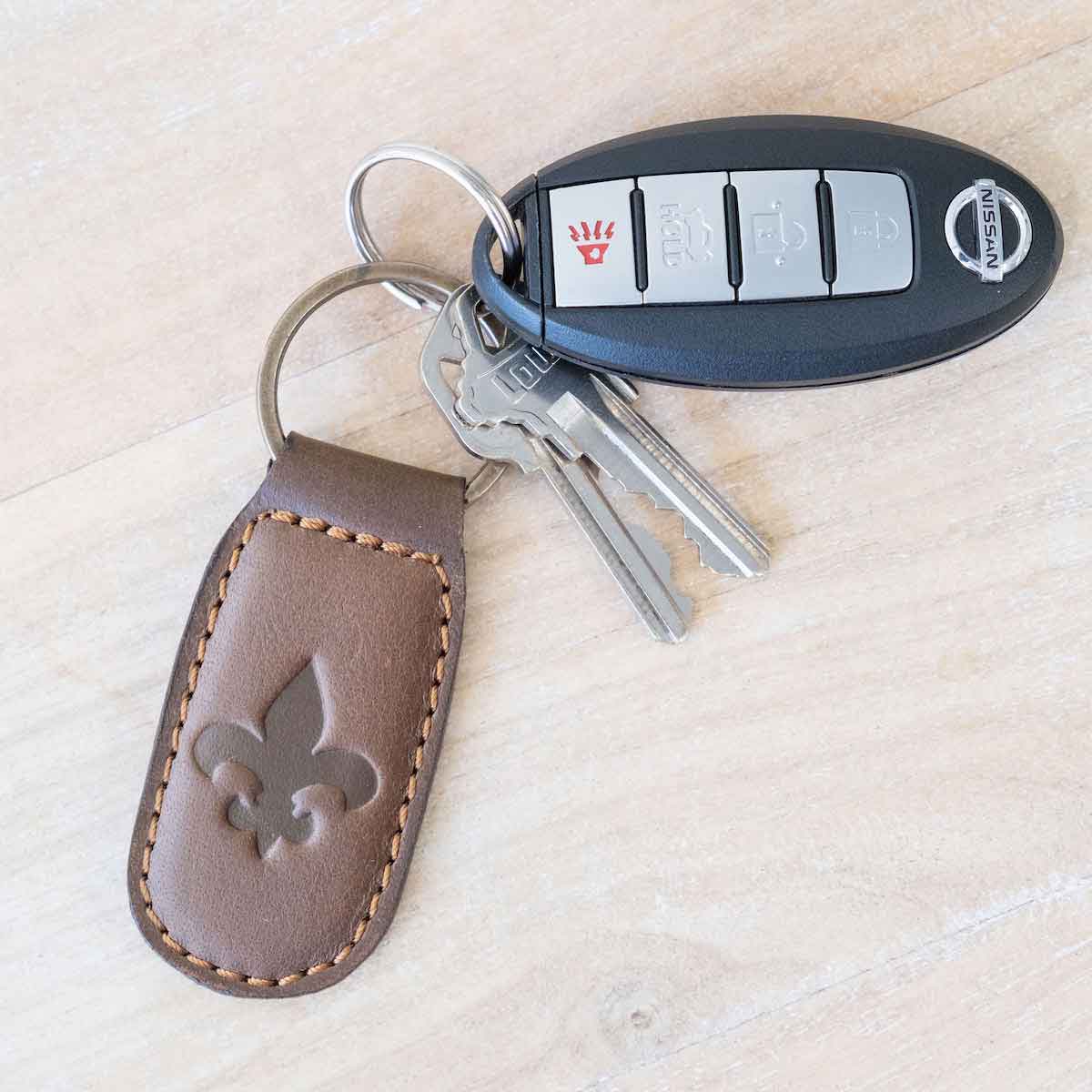 Fleur de Lis Leather Embossed Keychain The Royal Standard