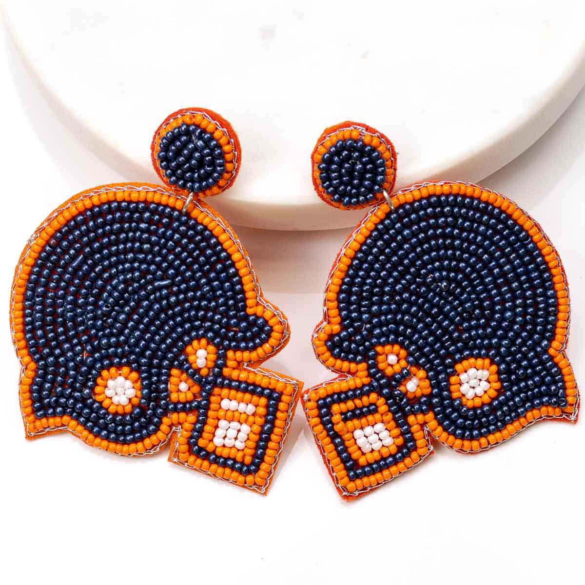 Blue Helmet Beaded Earrings Blue Helmet Beaded Earrings