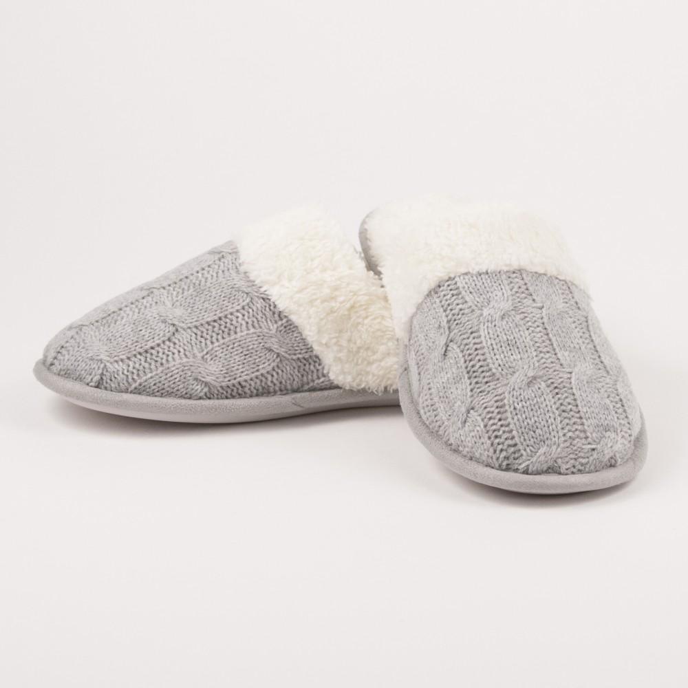 Cable Knit Sherpa-Lined Slippers in 